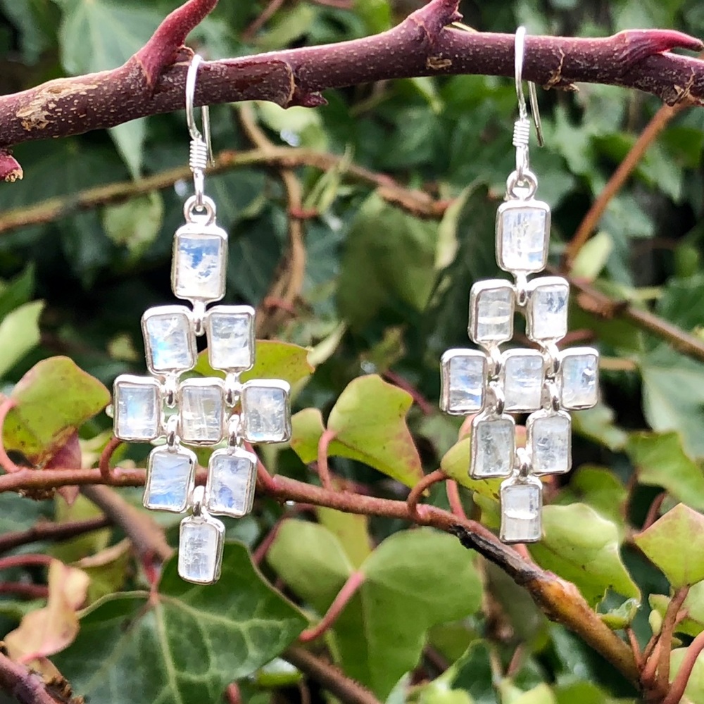 SOLD Moonstone Earrings - Picture 4 of 8